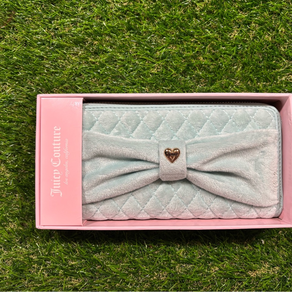 Juicy Couture Light Blue Quilted Wallet with Bow